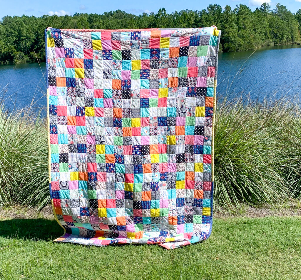Colorful 9 Patch Quilt In Nature